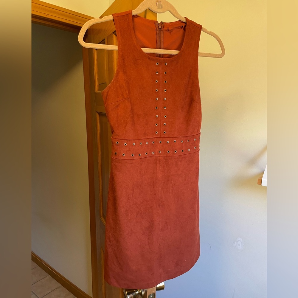 Burnt Orange Suede A-Line Dress